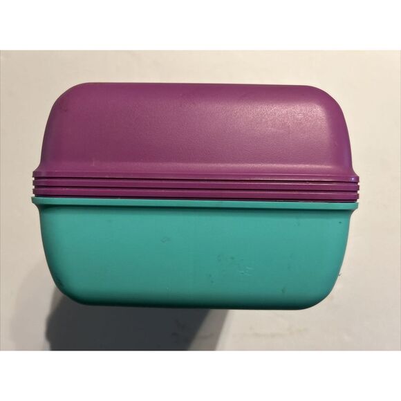 Vintage Caboodles Makeup Case W/ 2 Pull Out Trays Mint Green/Purple Model 2602 - Picture 4 of 8